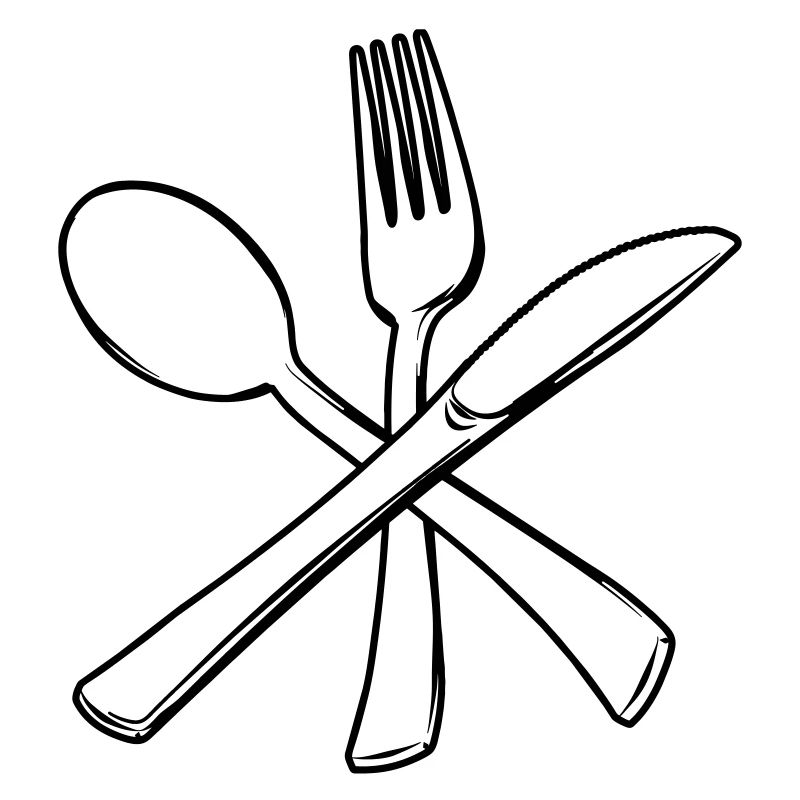 Knife fork and spoon crossed transparent