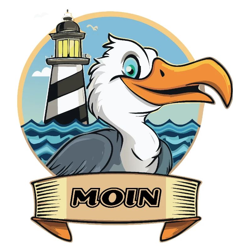 Moin -Möve mit Leuchtturm