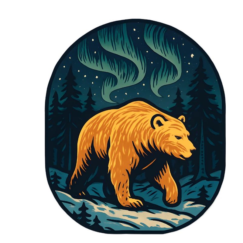 Northern Lights Bear in the Forest