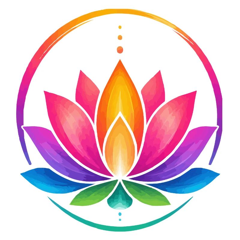 Rainbow Lotus in a Circle