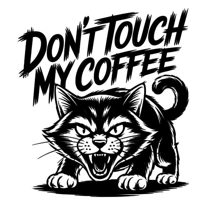Funny Hissing Cat Coffee Love Design