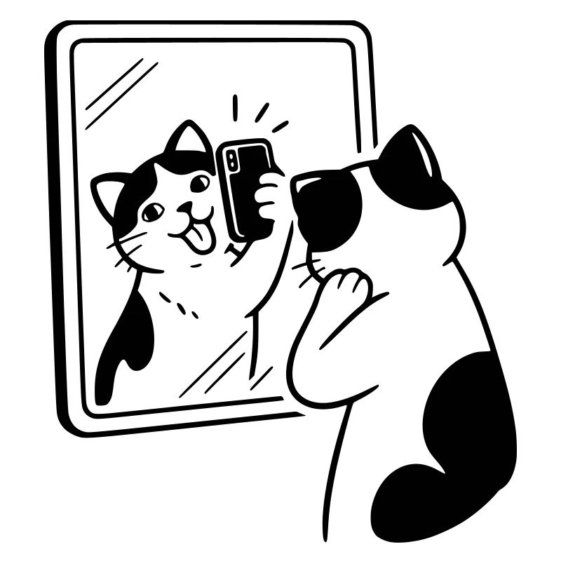 Selfie dans le miroir du chat