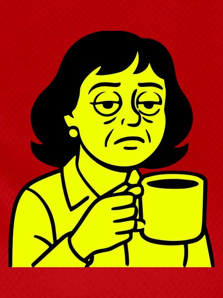 Grumpy coffee lady