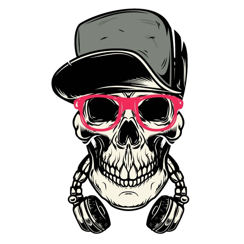 Crâne de DJ avec un casque