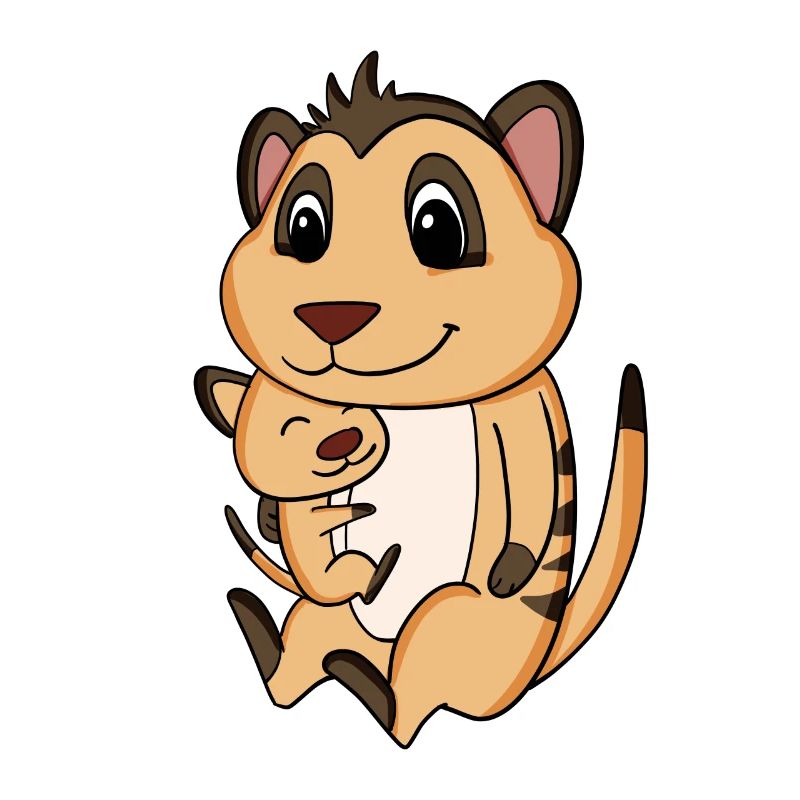 Grossesse familiale - suricate avec bébé