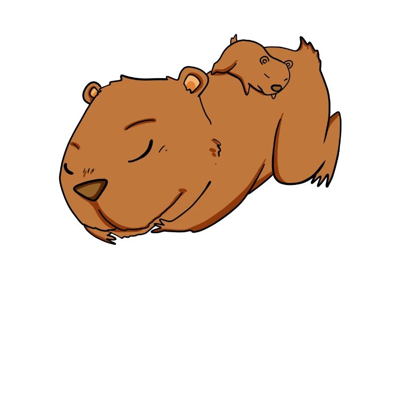 Famille - Capybara avec bébé Capybara