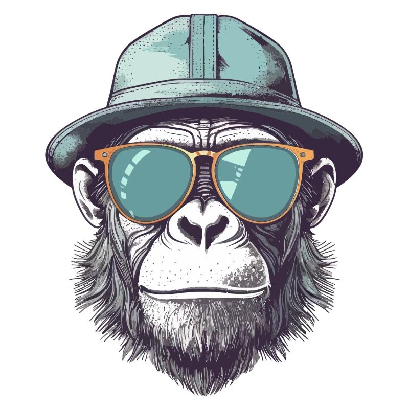 Cool monkey with sunglasses and hat