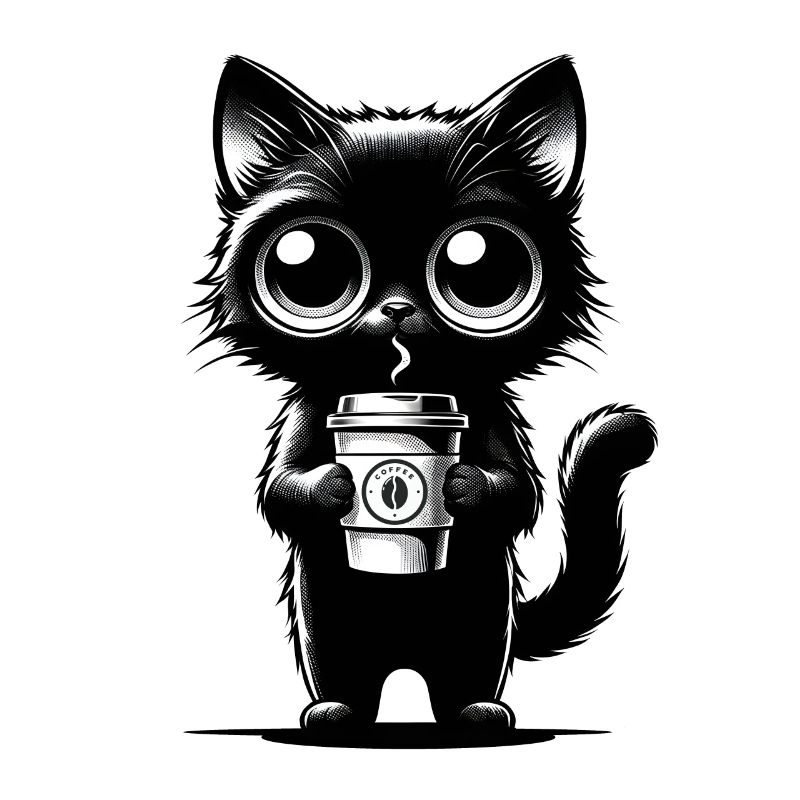 Süße Schwarze Katze Kaffeebecher – Chibi Kawaii