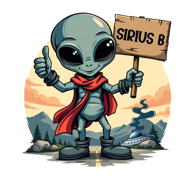 Cute Alien Hitchhiker Sirius B UFO Alien