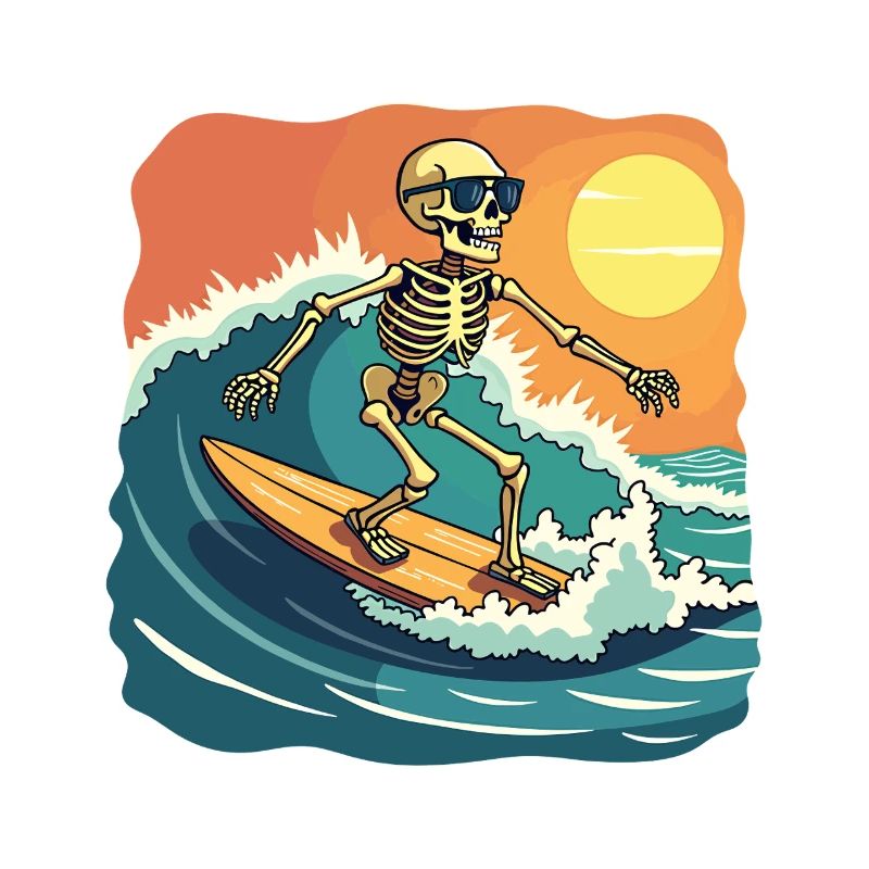 Plage Vacances Mer Été Soleil Surf Skeleton Fun