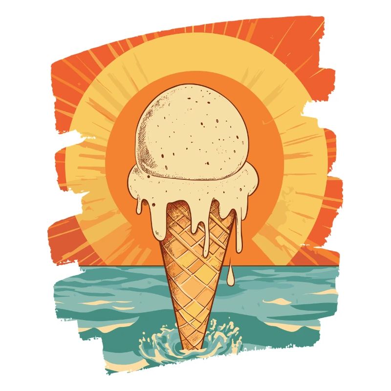 Glace et boule de glace coucher de soleil d’été