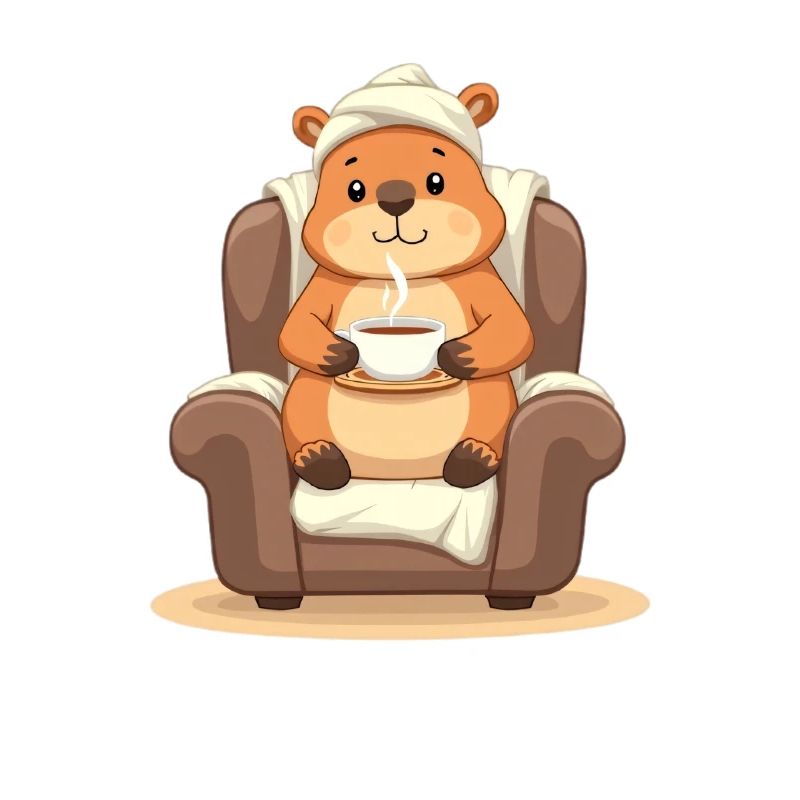 Cuddly bear with teacup