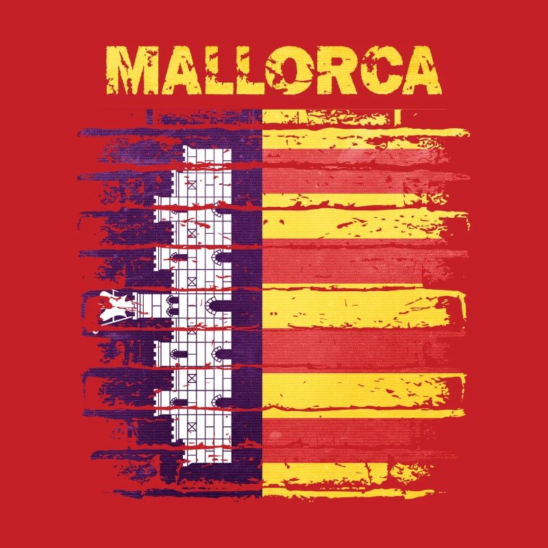 Horizon de Majorque avec le drapeau espagnol