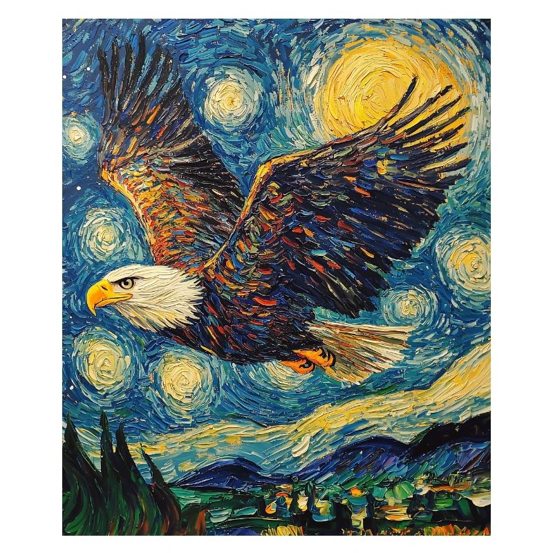 Eagle Bird Van Gogh Style Starry Night