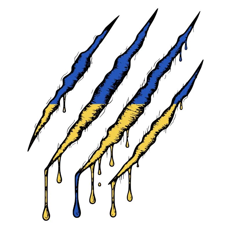 Ukraine Flag Claw - Scratch Mark