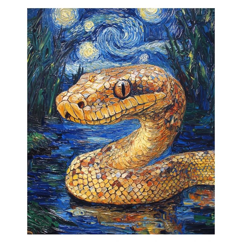 Serpent Python Style Van Gogh Nuit étoilée