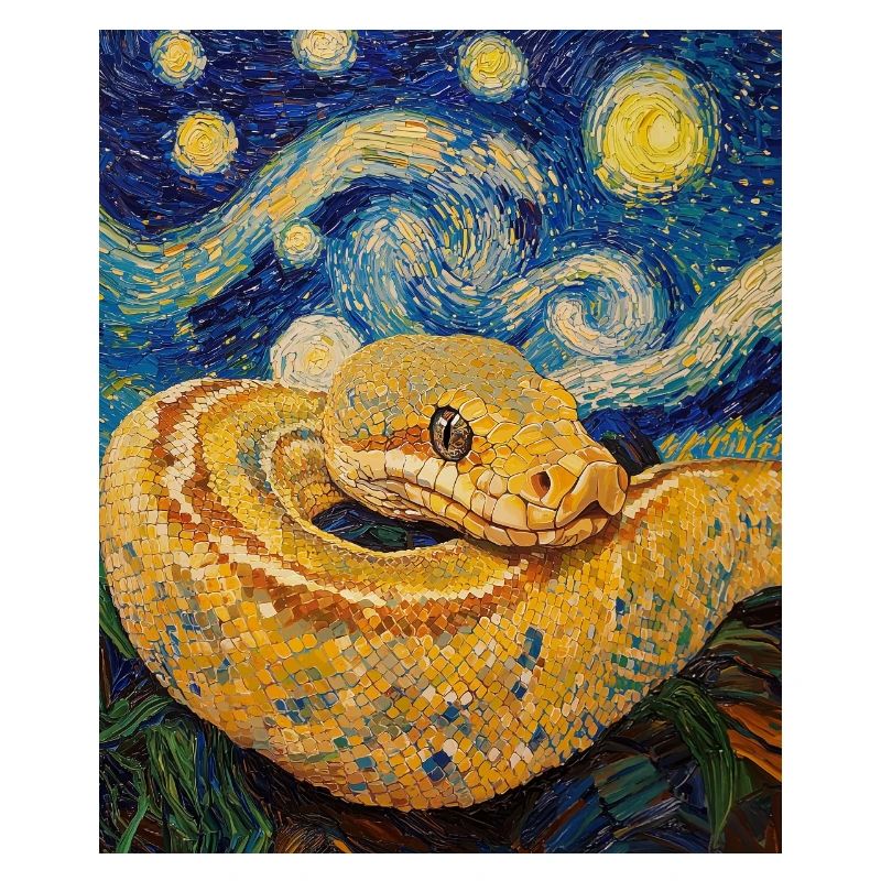 Serpent Python Style Van Gogh Nuit étoilée