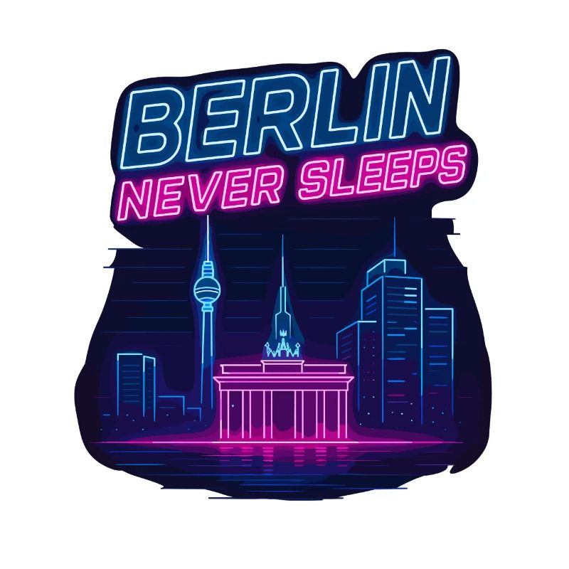 Berlin Never Sleeps Neon Skyline Design