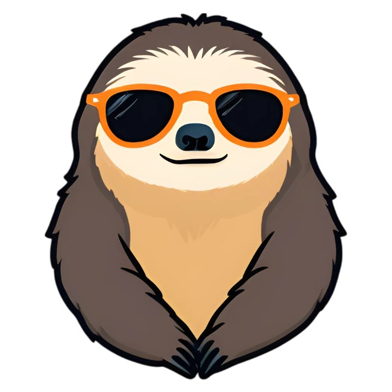 Sloth with Sunglasses Retro Vibe
