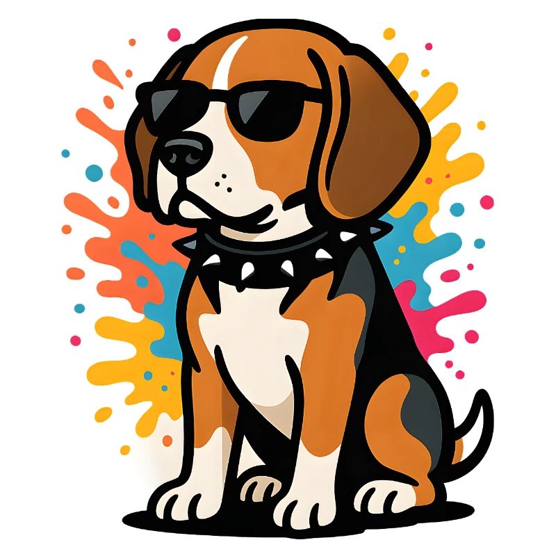 Sungled Beagle Hund in Farbe