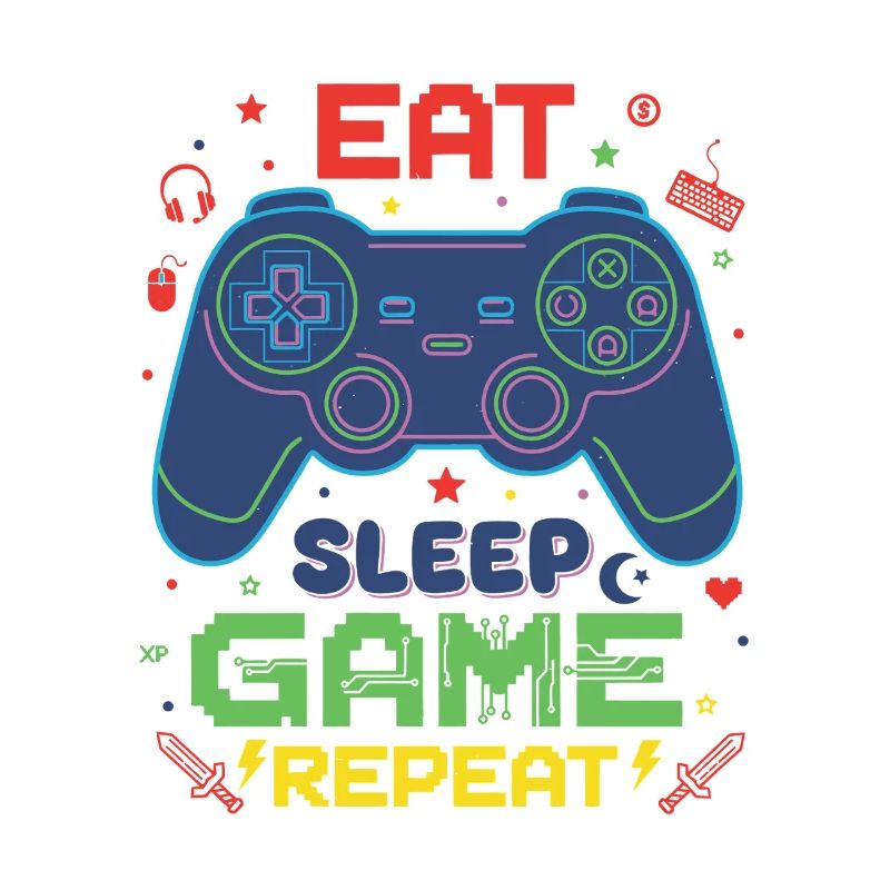 Eat Sleep Game Repeat Neon Controller