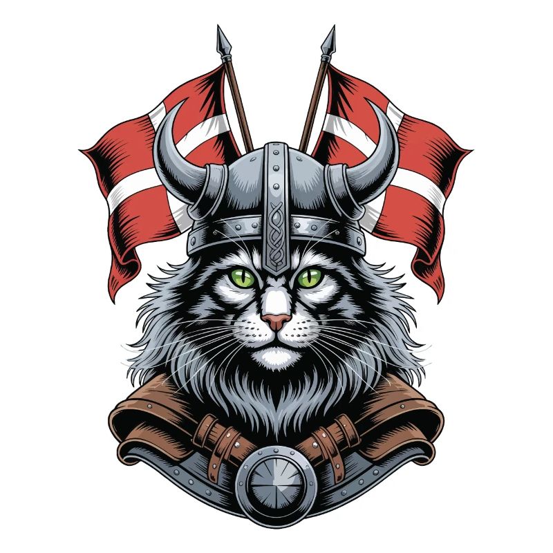Chat Viking avec casque