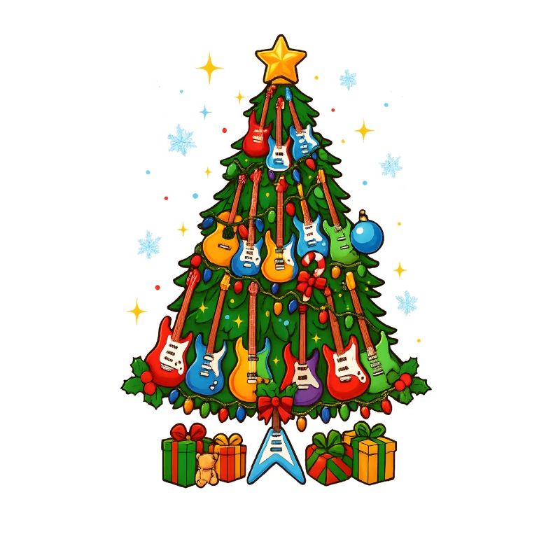 Rainbow Guitar Christmas Tree, Music Lover 