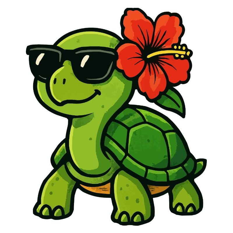 Sun turtle with hibiscus