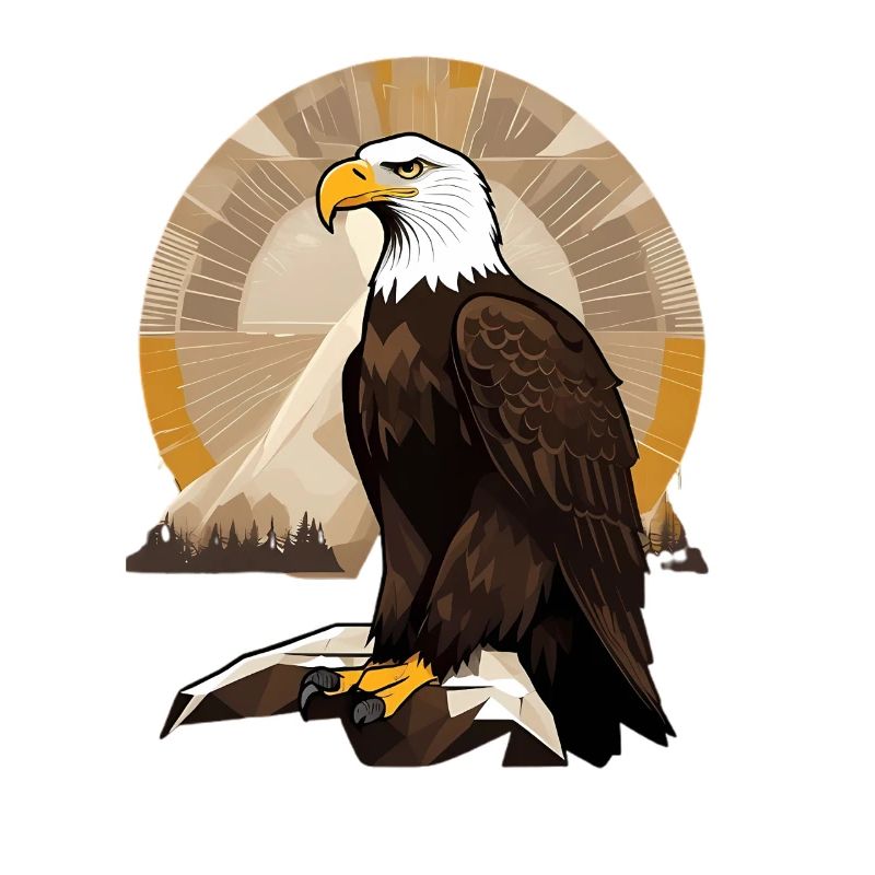 Eagle at sunrise over mountains