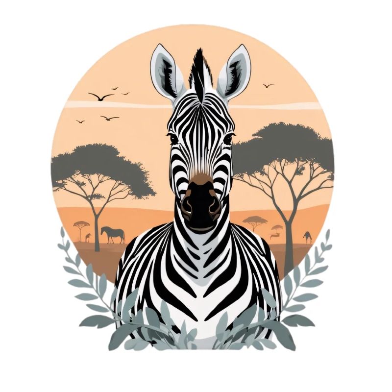 Zèbres dans le coucher de soleil de la savane
