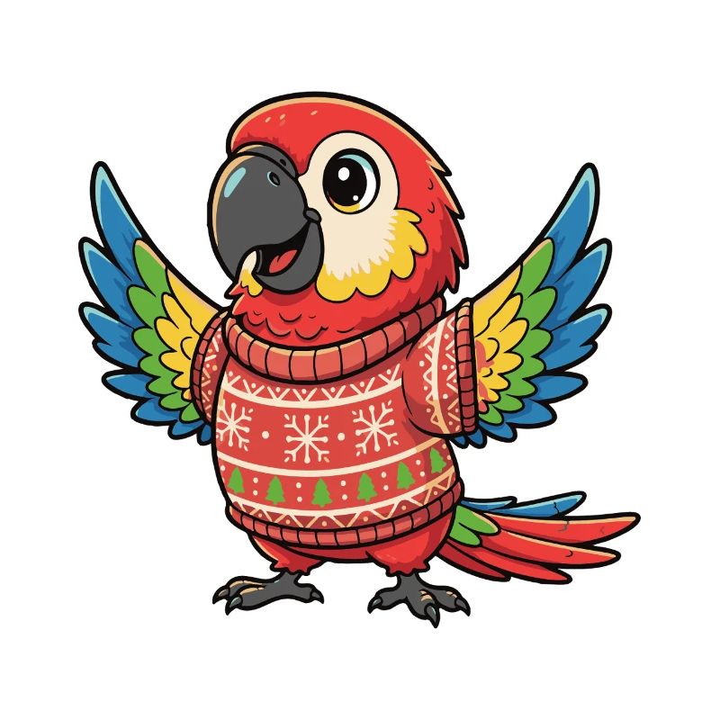 Perroquet de Noël coloré en pull