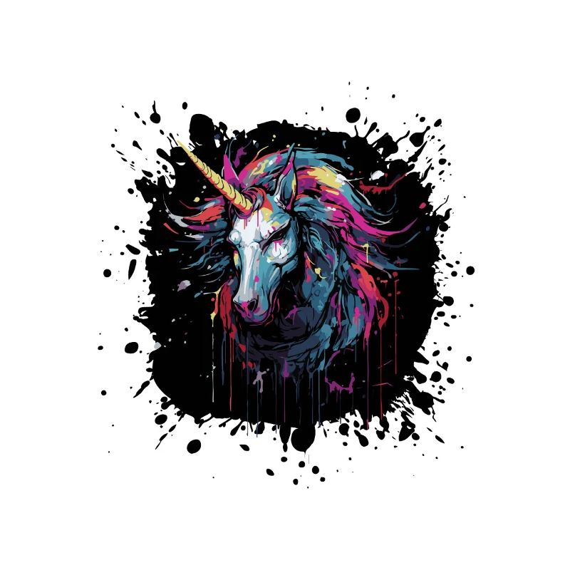 Farbsplatter Einhorn Kunst