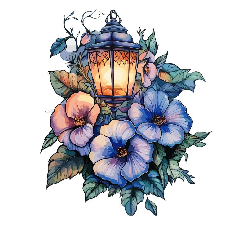 Lantern light and flower bouquet