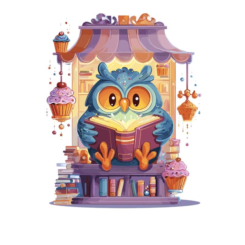 Lese Eule im Kuchenmarkt