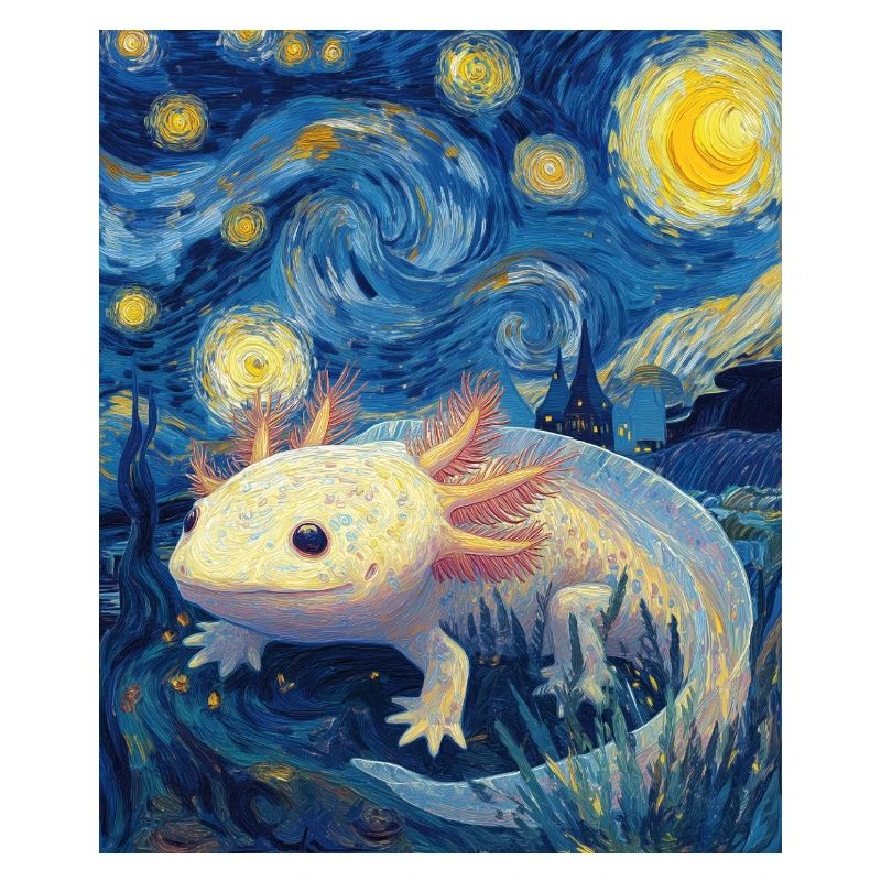 Axolotl Van Gogh Starry Night