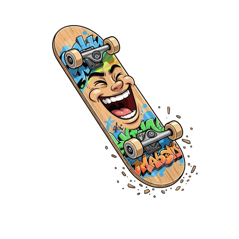 Lachender Skateboard Graffiti