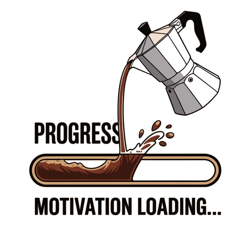 Motivation Loading Shirt mit Kaffee mit Ladebalken