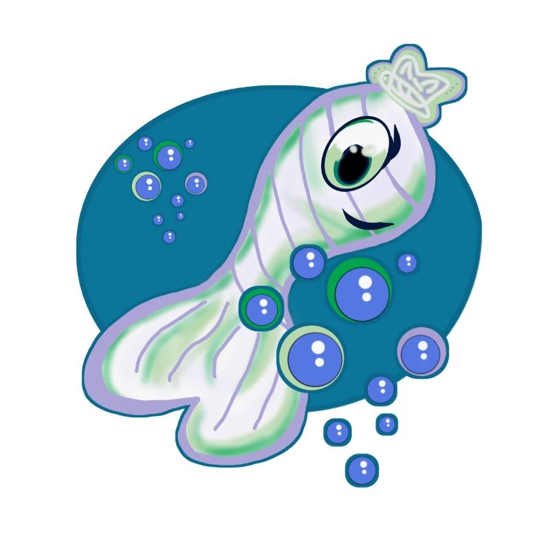 Cartoonish creature children fish