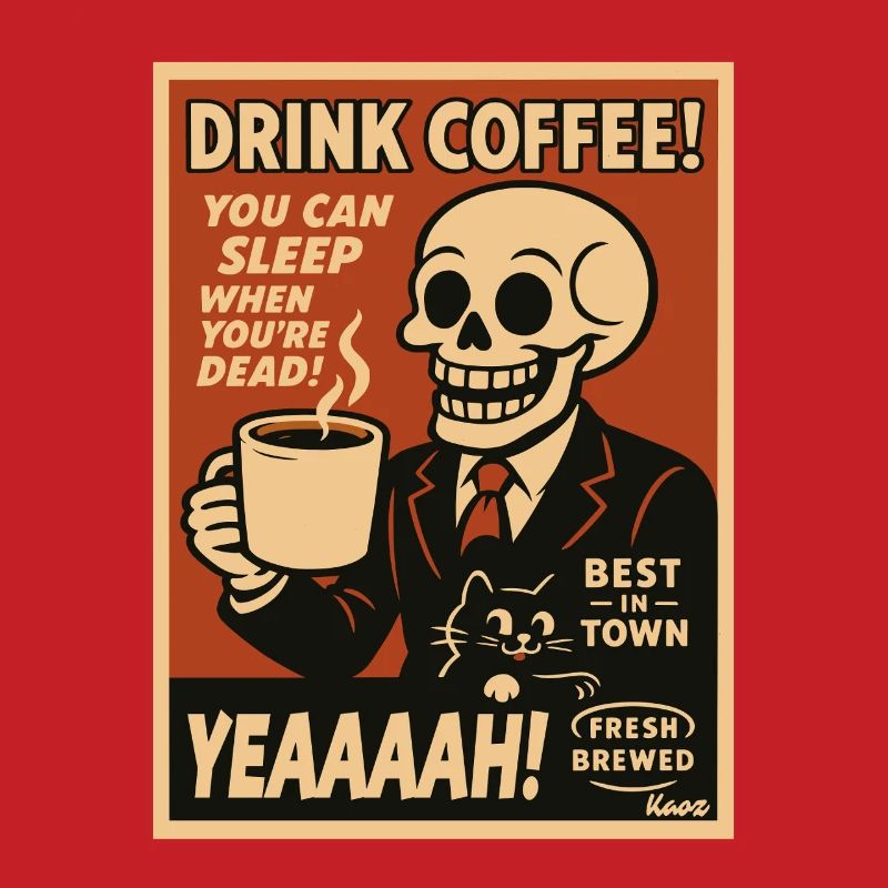 Affiche rétro de Coffee Skull