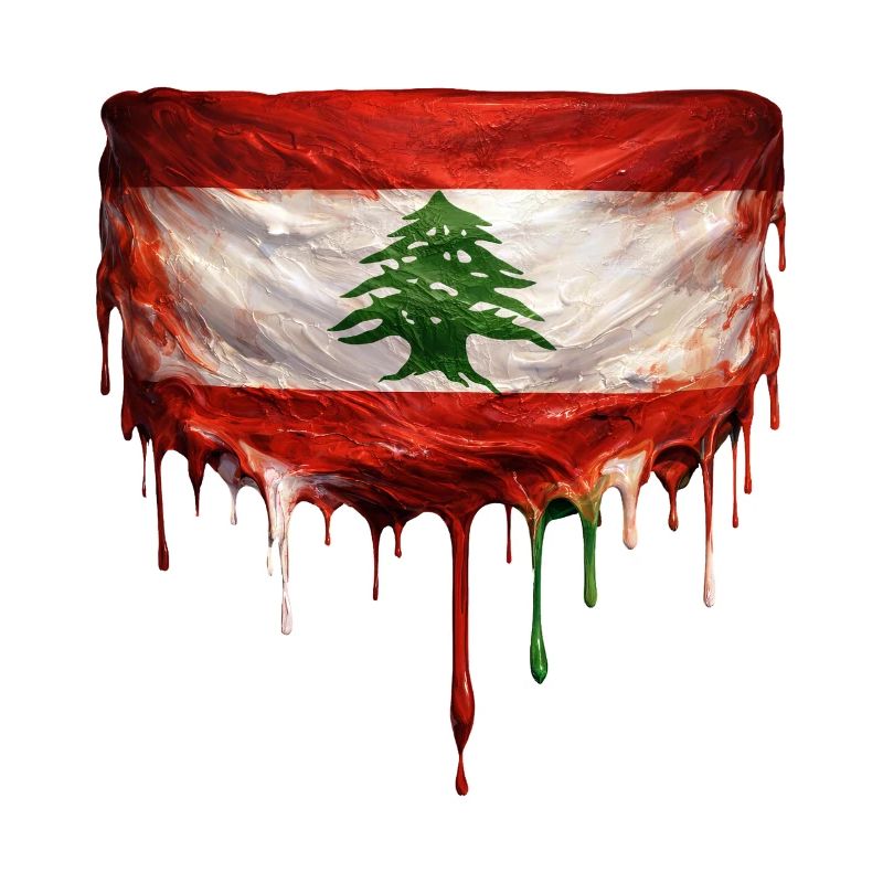 Lebanese flag with dripping paint