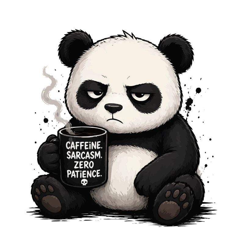 Kaffeepanda mit Sarkasmus