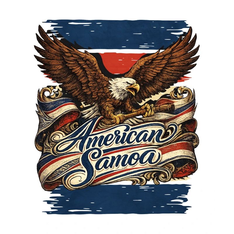 Aigle sur ruban de drapeau Samoa américaines