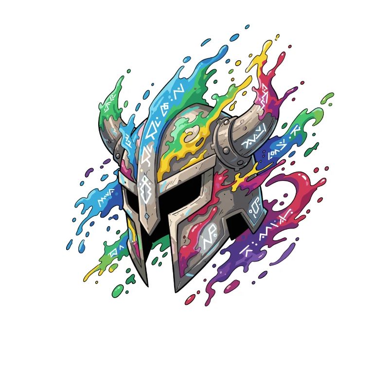 Rune Helmet in Rainbow Fire
