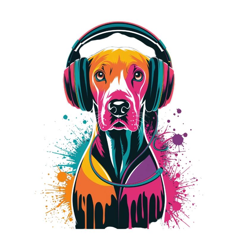 Viszla avec un casque