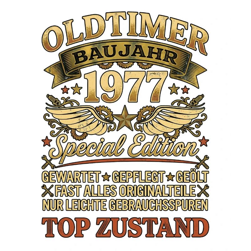 Oldtimer Baujahr 1977 Geburtstag Retro Biker