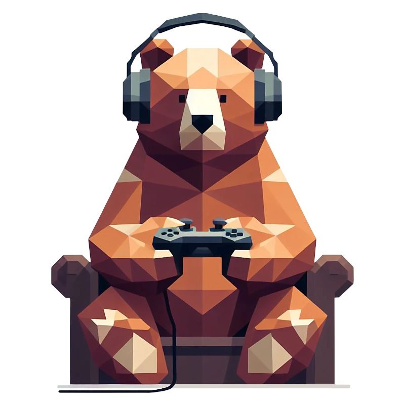 Geometric Bear with Gaming Headset and Conroller