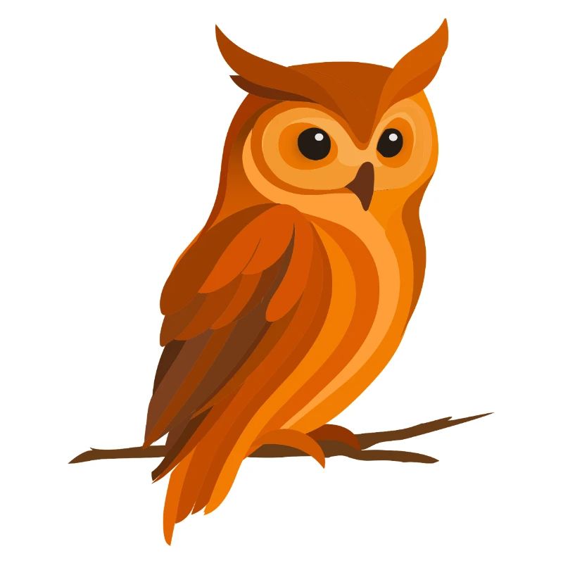 Hibou dans les tons orangés – oiseau forestier expressif