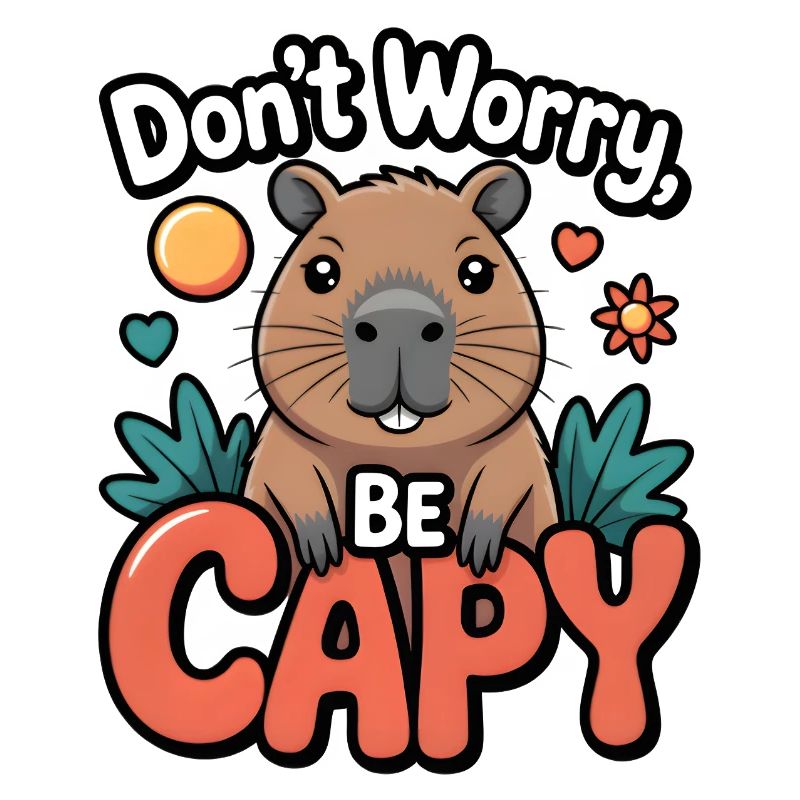 Whimsical Capybara Cheer Illustration