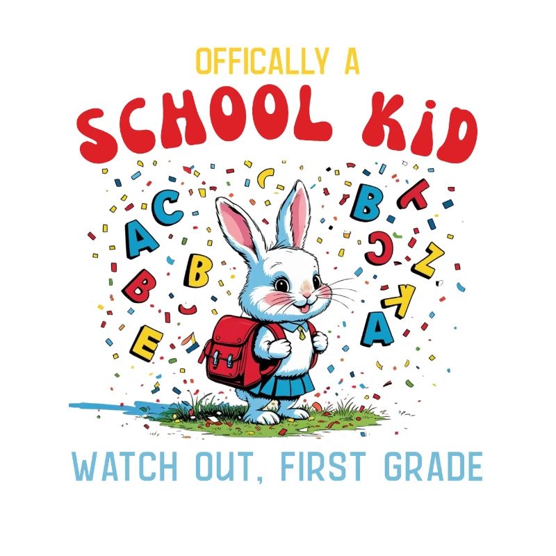 Conception de lapin drôle d’école pour un élève de première année