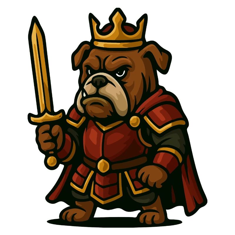 Roi guerrier bouledogue avec épée Fantasy Graphique